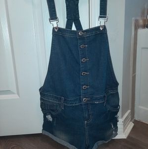 ALMOST FAMOUS DENIM BLUE JEAN OVERALLS JUMPER SZ15